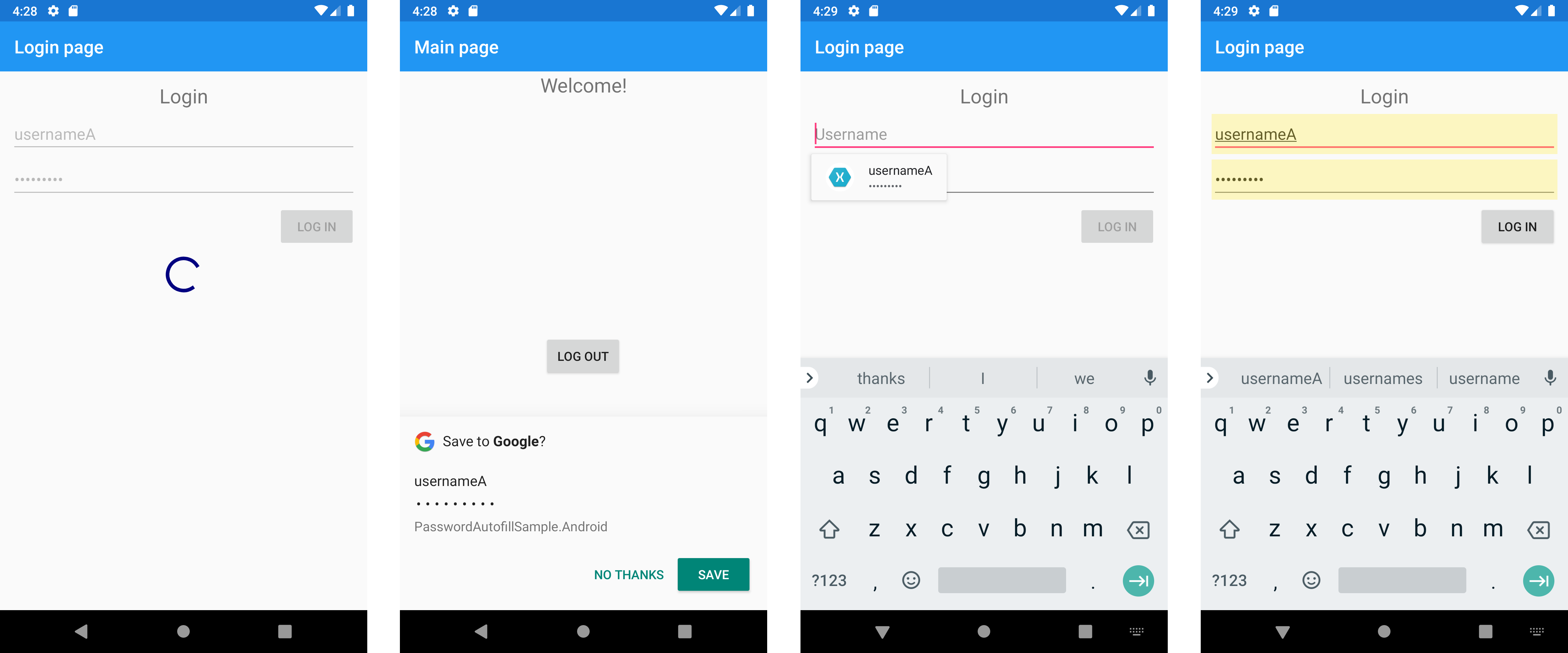Android Password Autofill workflow
