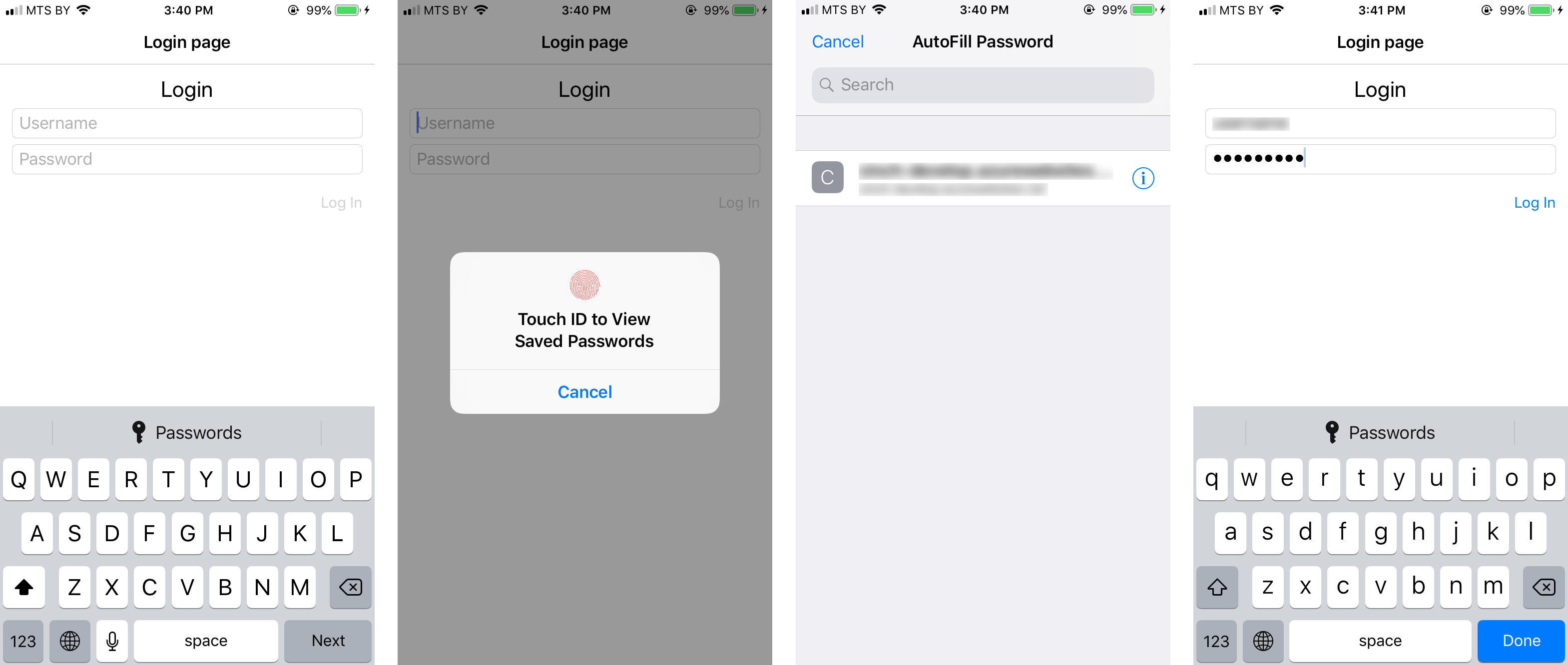 iOS Password Autofill workflow